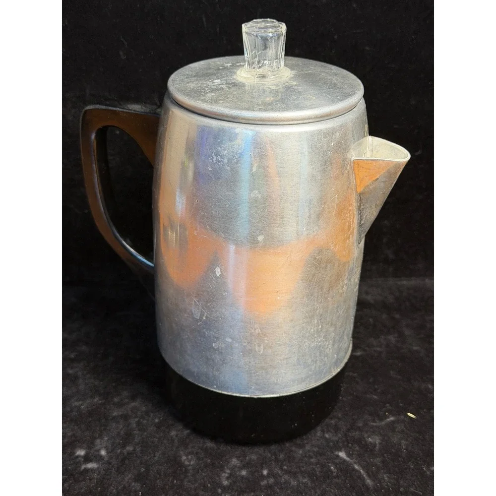 Vintage Aluminum Electric Coffee Percolator: 120V 400W, Mid Century, WORKS